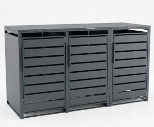 Zabudowa, Obudowa kosza na śmieci 3x240L metalowa STEELMAN antracyt+GRATIS