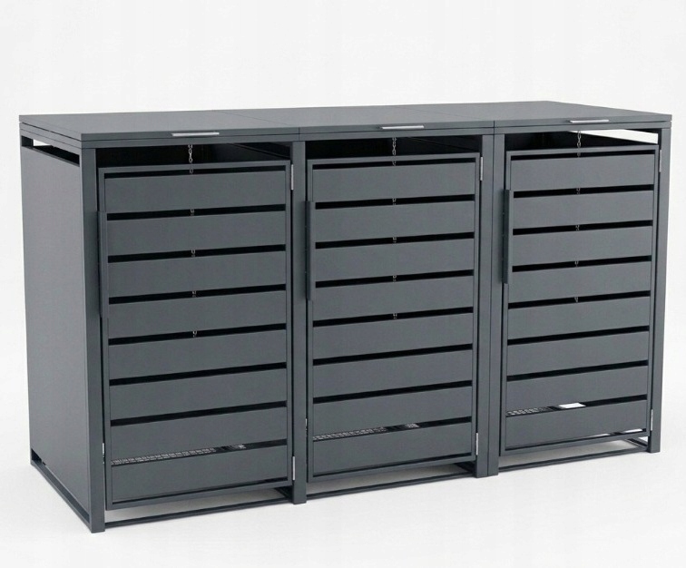 Zabudowa, Obudowa kosza na śmieci 3x240L metalowa STEELMAN antracyt+GRATIS