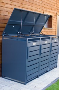 Zabudowa, Obudowa kosza na śmieci 3x240L metalowa STEELMAN antracyt+GRATIS