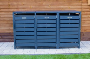 Zabudowa, Obudowa kosza na śmieci 3x240L metalowa STEELMAN antracyt+GRATIS