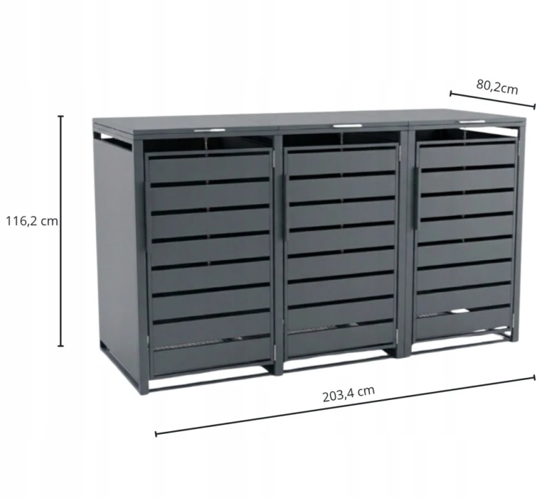Zabudowa, Obudowa kosza na śmieci 3x240L metalowa STEELMAN antracyt+GRATIS