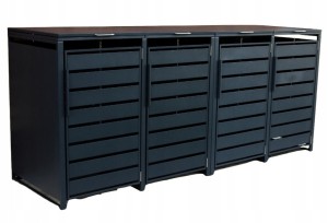 Zabudowa, Obudowa kosza na śmieci 4x240L metalowa STEELMAN antracyt+GRATIS