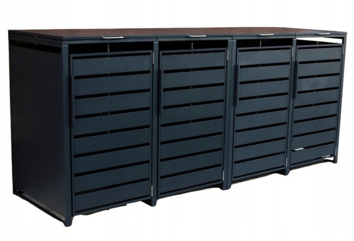 Zabudowa, Obudowa kosza na śmieci 4x240L metalowa STEELMAN antracyt+GRATIS