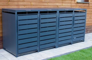Zabudowa, Obudowa kosza na śmieci 4x240L metalowa STEELMAN antracyt+GRATIS