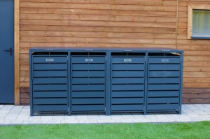 Zabudowa, Obudowa kosza na śmieci 4x240L metalowa STEELMAN antracyt+GRATIS
