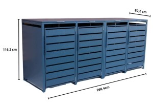 Zabudowa, Obudowa kosza na śmieci 4x240L metalowa STEELMAN antracyt+GRATIS
