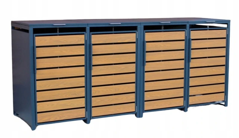 Zabudowa, Obudowa kosza na śmieci 4x240L metalowa STEELMAN złoty dąb+GRATIS