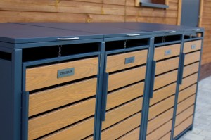 Zabudowa, Obudowa kosza na śmieci 4x240L metalowa STEELMAN złoty dąb+GRATIS