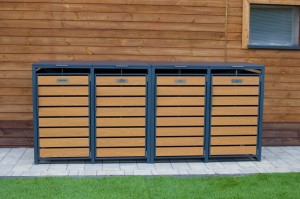 Zabudowa, Obudowa kosza na śmieci 4x240L metalowa STEELMAN złoty dąb+GRATIS