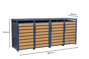 Zabudowa, Obudowa kosza na śmieci 4x240L metalowa STEELMAN złoty dąb+GRATIS