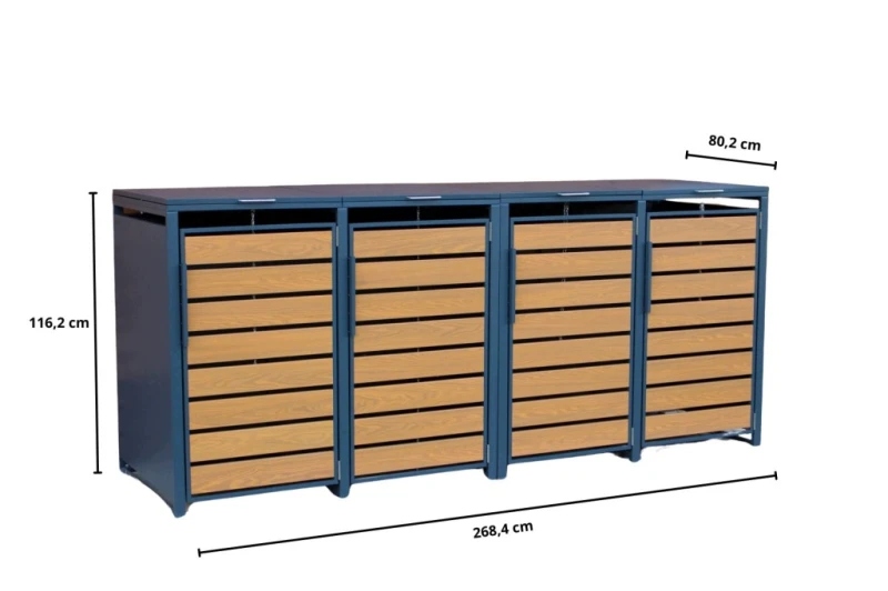 Zabudowa, Obudowa kosza na śmieci 4x240L metalowa STEELMAN złoty dąb+GRATIS