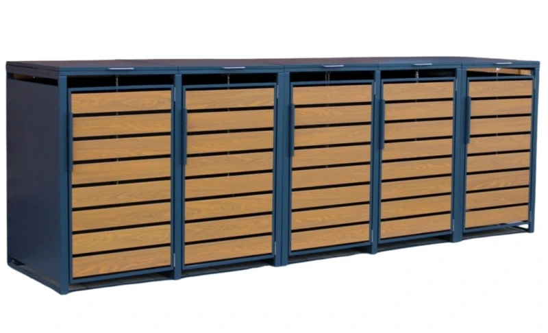 Zabudowa, Obudowa kosza na śmieci 5x240L metalowa STEELMAN złoty dąb+GRATIS