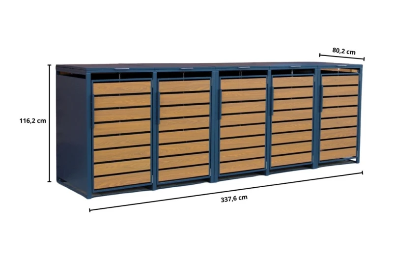 Zabudowa, Obudowa kosza na śmieci 5x240L metalowa STEELMAN złoty dąb+GRATIS