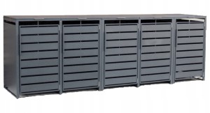 Zabudowa, Obudowa kosza na śmieci 5x240L metalowa STEELMAN antracyt+GRATIS