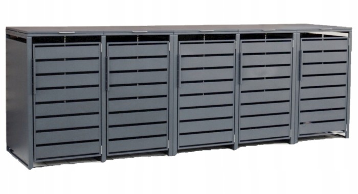 Zabudowa, Obudowa kosza na śmieci 5x240L metalowa STEELMAN antracyt+GRATIS