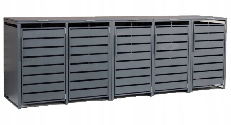 Zabudowa, Obudowa kosza na śmieci 5x240L metalowa STEELMAN antracyt+GRATIS