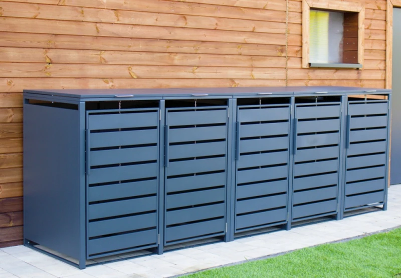 Zabudowa, Obudowa kosza na śmieci 5x240L metalowa STEELMAN antracyt+GRATIS