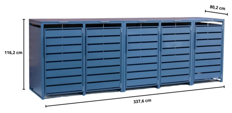 Zabudowa, Obudowa kosza na śmieci 5x240L metalowa STEELMAN antracyt+GRATIS