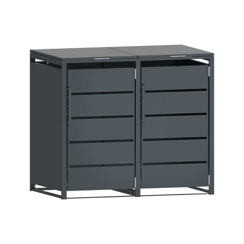 Zabudowa, Obudowa kosza na smieci 2x240L metalowa, STEELMAN antracyt High