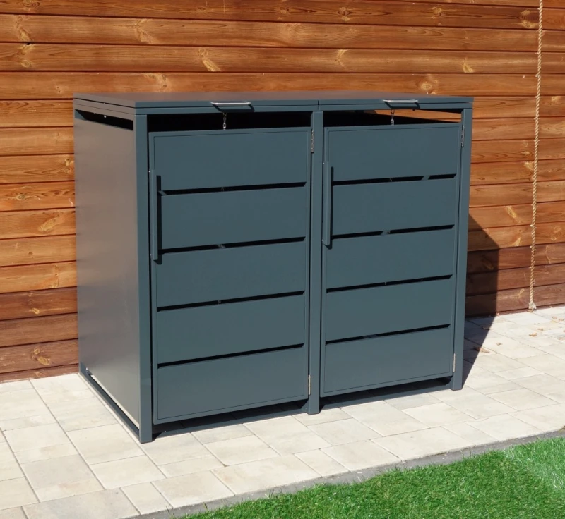 Zabudowa, Obudowa kosza na smieci 2x240L metalowa, STEELMAN antracyt High