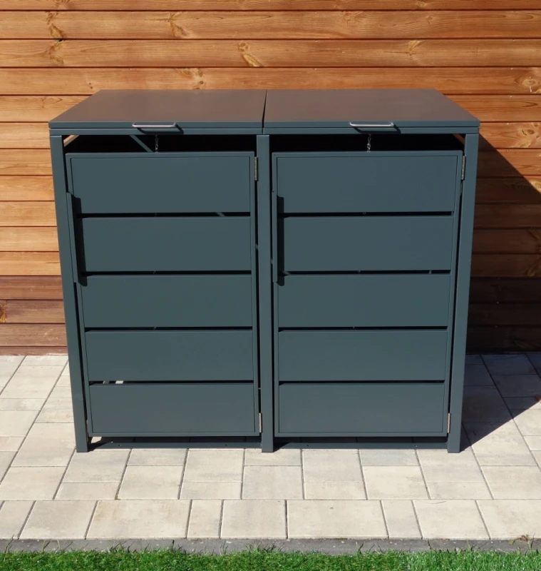 Zabudowa, Obudowa kosza na smieci 2x240L metalowa, STEELMAN antracyt High
