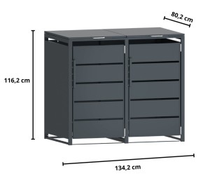 Zabudowa, Obudowa kosza na smieci 2x240L metalowa, STEELMAN antracyt High