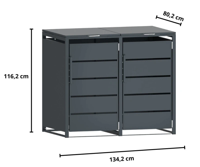 Zabudowa, Obudowa kosza na smieci 2x240L metalowa, STEELMAN antracyt High