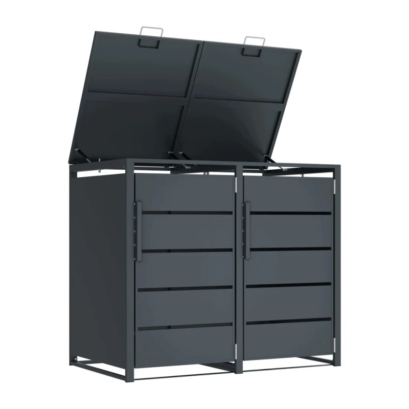 Zabudowa, Obudowa kosza na smieci 2x240L metalowa, STEELMAN antracyt High