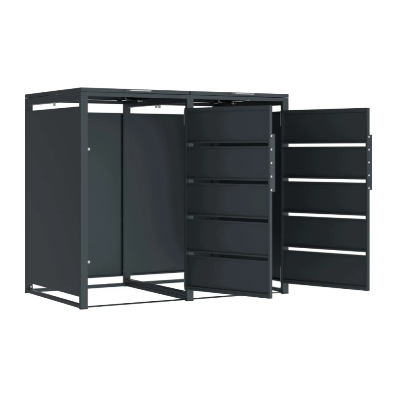 Zabudowa, Obudowa kosza na smieci 2x240L metalowa, STEELMAN antracyt High