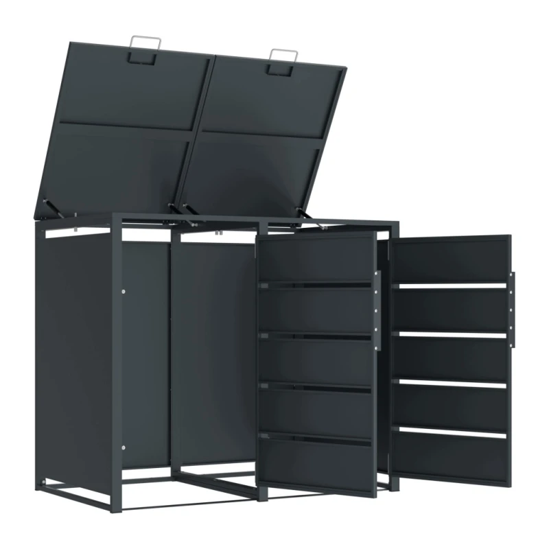 Zabudowa, Obudowa kosza na smieci 2x240L metalowa, STEELMAN antracyt High