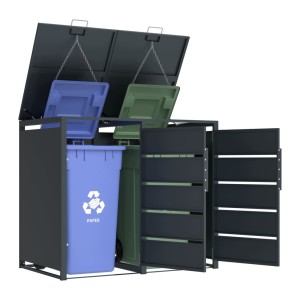 Zabudowa, Obudowa kosza na smieci 2x240L metalowa, STEELMAN antracyt High