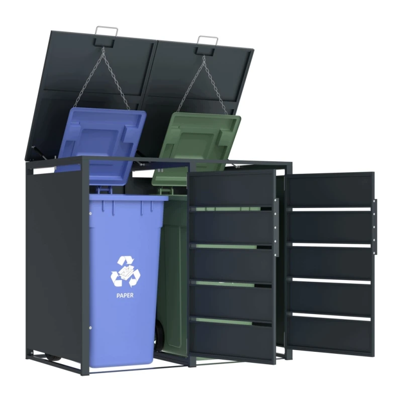 Zabudowa, Obudowa kosza na smieci 2x240L metalowa, STEELMAN antracyt High