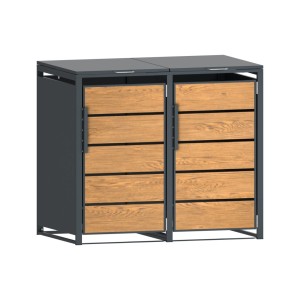 Zabudowa, Obudowa kosza na smieci 2x240L metalowa, STEELMAN złoty dąb High