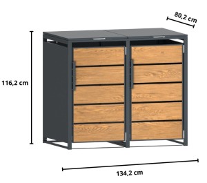 Zabudowa, Obudowa kosza na smieci 2x240L metalowa, STEELMAN złoty dąb High