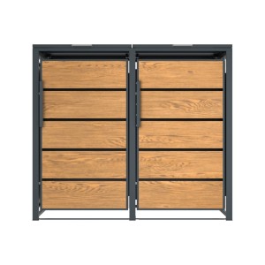 Zabudowa, Obudowa kosza na smieci 2x240L metalowa, STEELMAN złoty dąb High