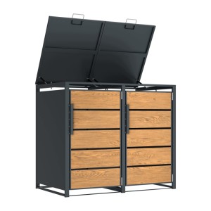 Zabudowa, Obudowa kosza na smieci 2x240L metalowa, STEELMAN złoty dąb High
