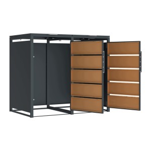 Zabudowa, Obudowa kosza na smieci 2x240L metalowa, STEELMAN złoty dąb High