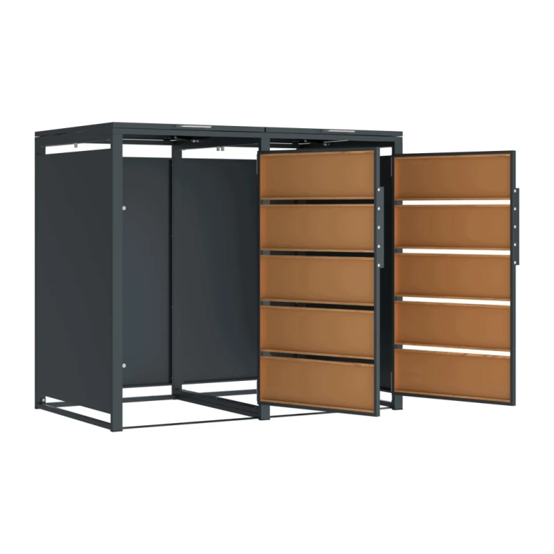 Zabudowa, Obudowa kosza na smieci 2x240L metalowa, STEELMAN złoty dąb High