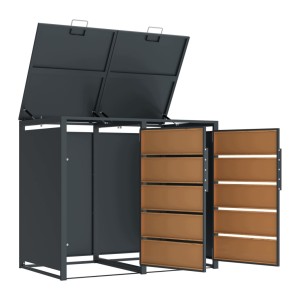 Zabudowa, Obudowa kosza na smieci 2x240L metalowa, STEELMAN złoty dąb High