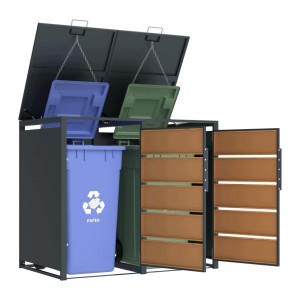Zabudowa, Obudowa kosza na smieci 2x240L metalowa, STEELMAN złoty dąb High