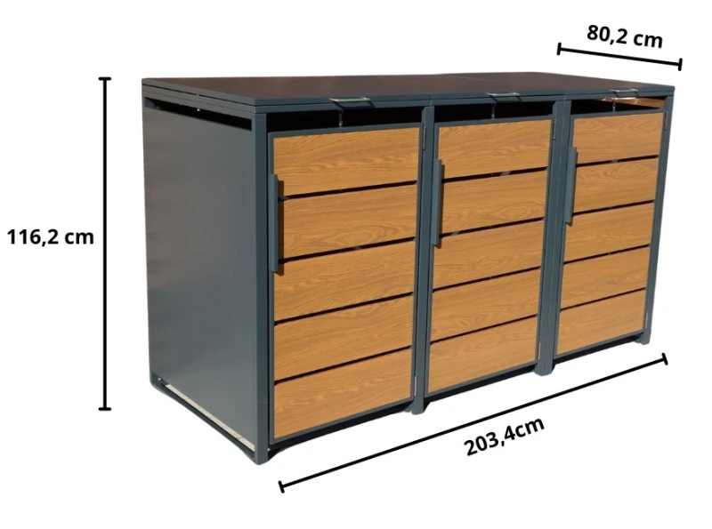 Zabudowa, Obudowa kosza na smieci 3x240L, STEELMAN złoty dąb High+GRATIS
