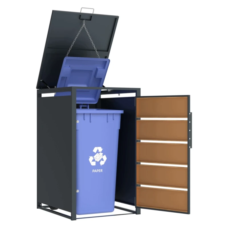 Zabudowa, Obudowa kosza na smieci 3x240L, STEELMAN złoty dąb High+GRATIS