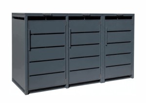 Zabudowa, Obudowa kosza na smieci 3x240L, STEELMAN antracyt High+GRATIS