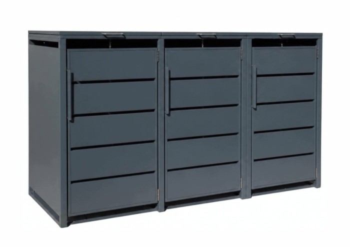 Zabudowa, Obudowa kosza na smieci 3x240L, STEELMAN antracyt High+GRATIS