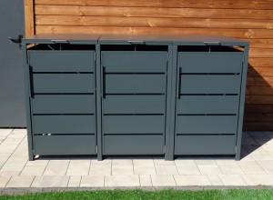 Zabudowa, Obudowa kosza na smieci 3x240L, STEELMAN antracyt High+GRATIS