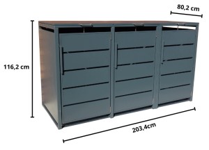 Zabudowa, Obudowa kosza na smieci 3x240L, STEELMAN antracyt High+GRATIS