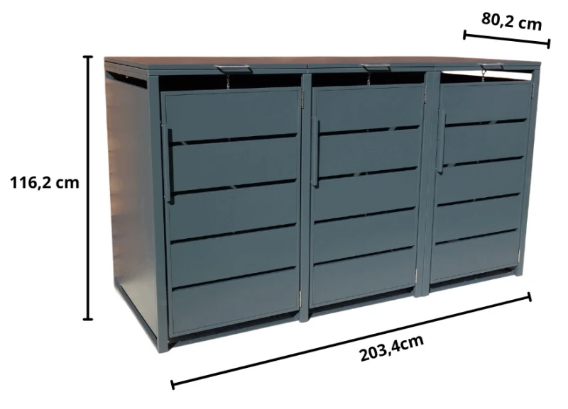 Zabudowa, Obudowa kosza na smieci 3x240L, STEELMAN antracyt High+GRATIS
