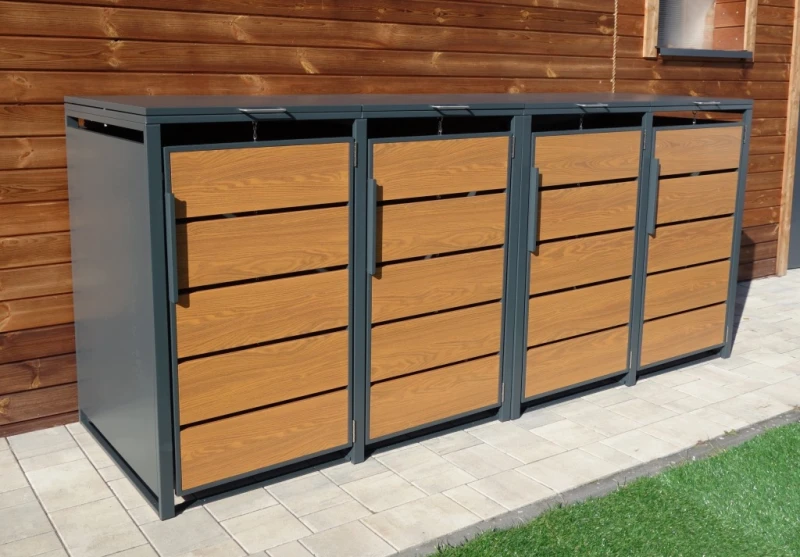 Zabudowa, Obudowa kosza na śmieci 4x240L, STEELMAN złoty dąb High+GRATIS