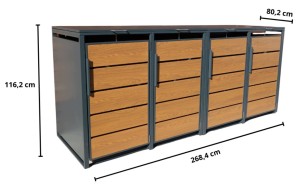Zabudowa, Obudowa kosza na śmieci 4x240L, STEELMAN złoty dąb High+GRATIS