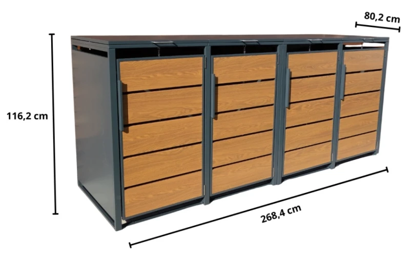Zabudowa, Obudowa kosza na śmieci 4x240L, STEELMAN złoty dąb High+GRATIS